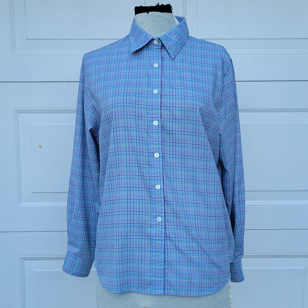 Foxtcraft Womens Button Up Blue Stripe Shirt Sz 14P